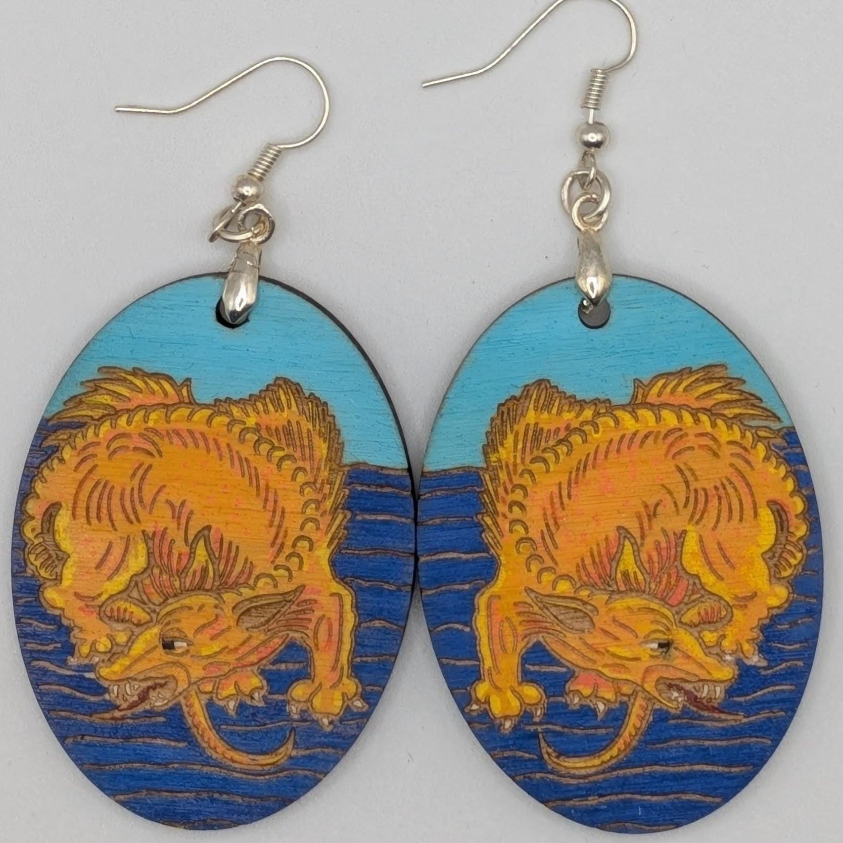 Hand-Painted Historical Pendant Earrings