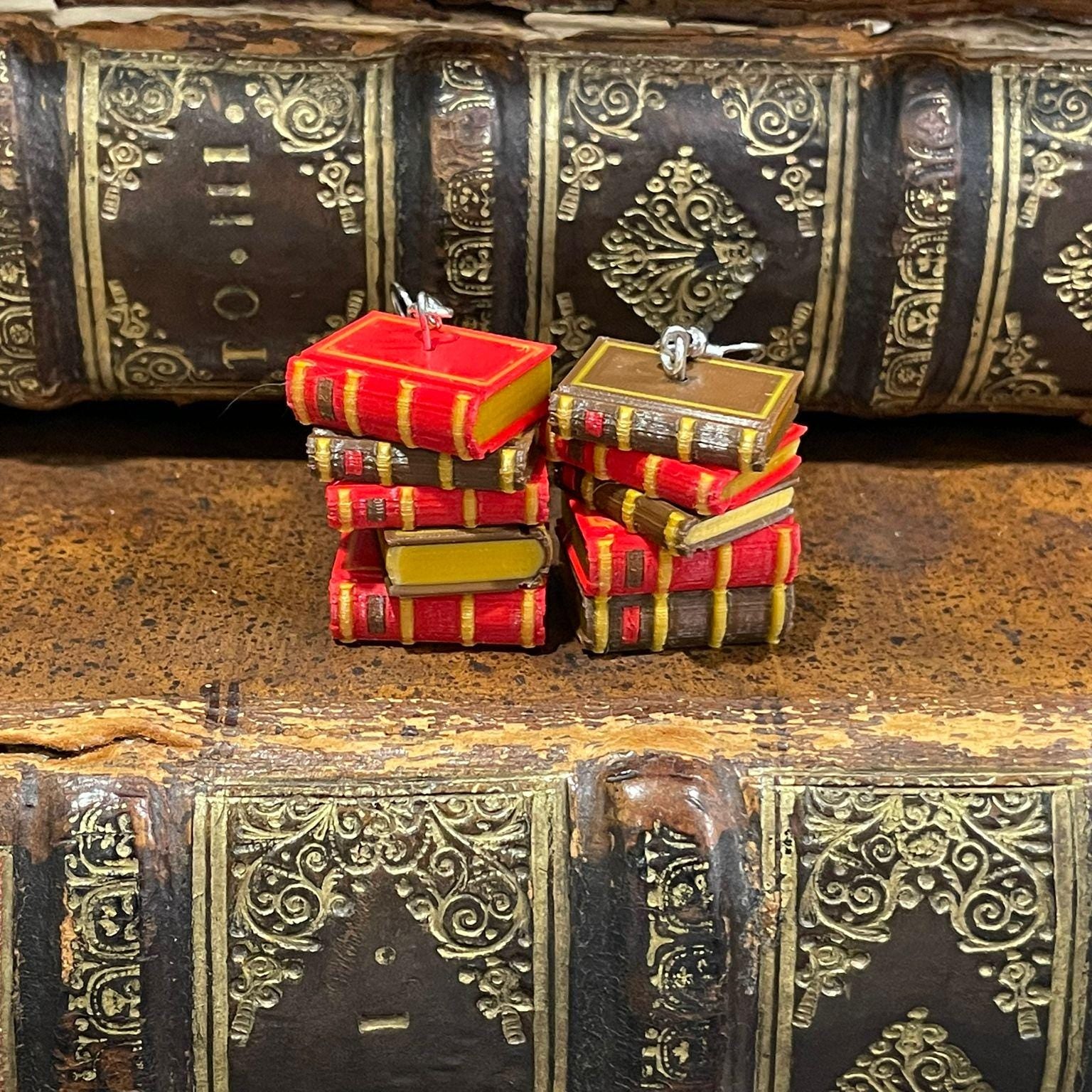 Rotating Book Stack Earrings