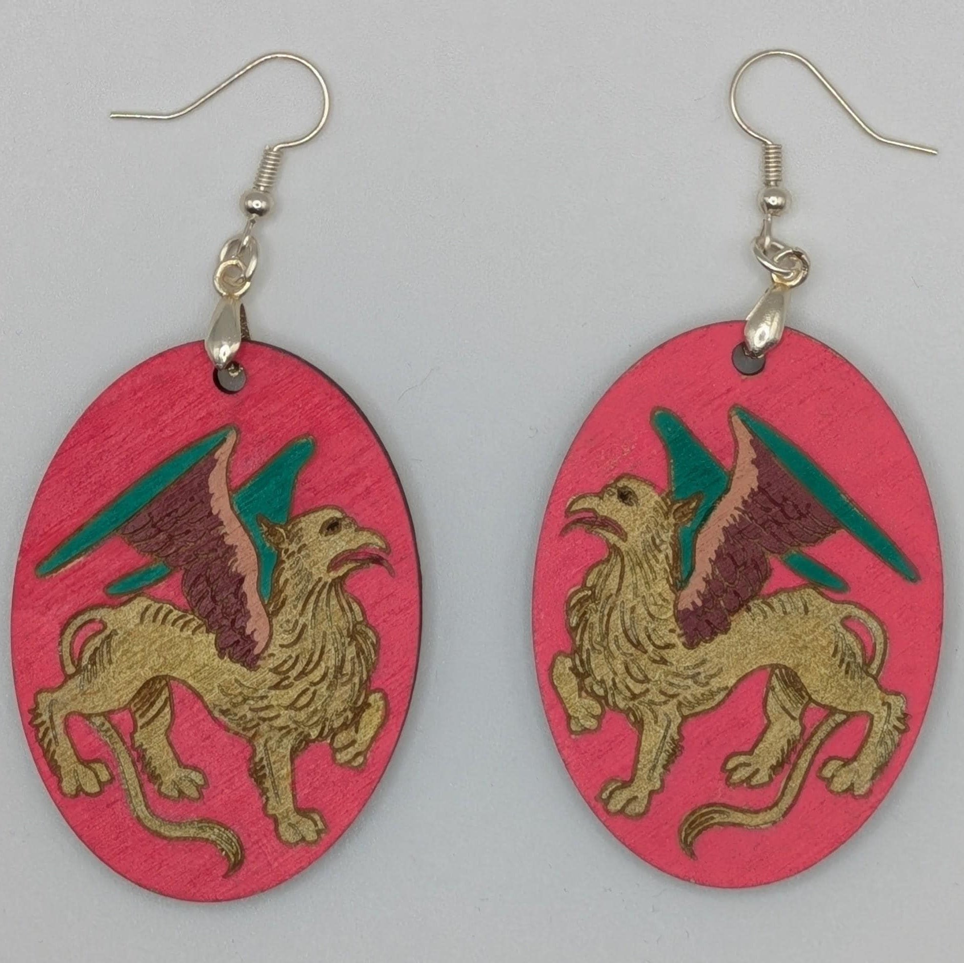 Hand-Painted Historical Pendant Earrings