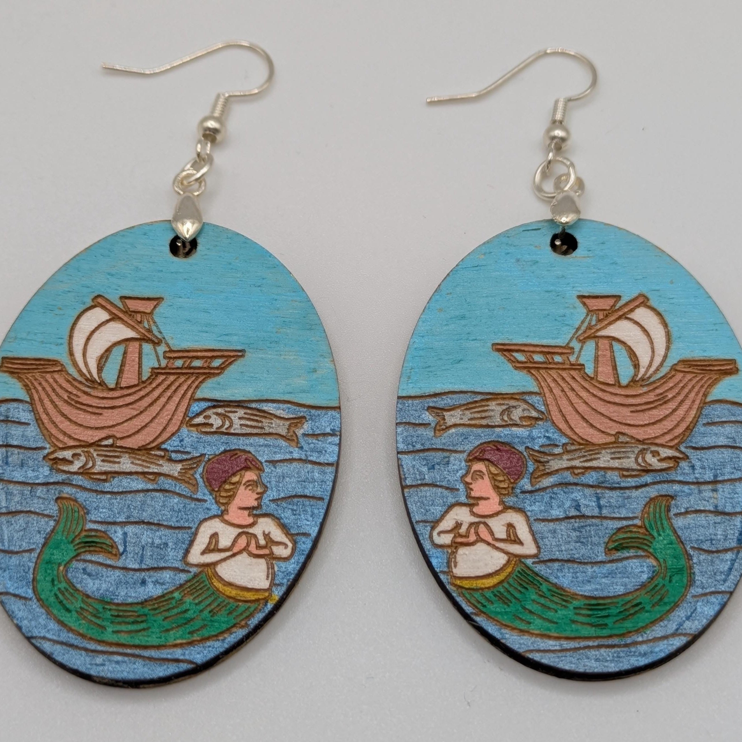 Hand-Painted Historical Pendant Earrings