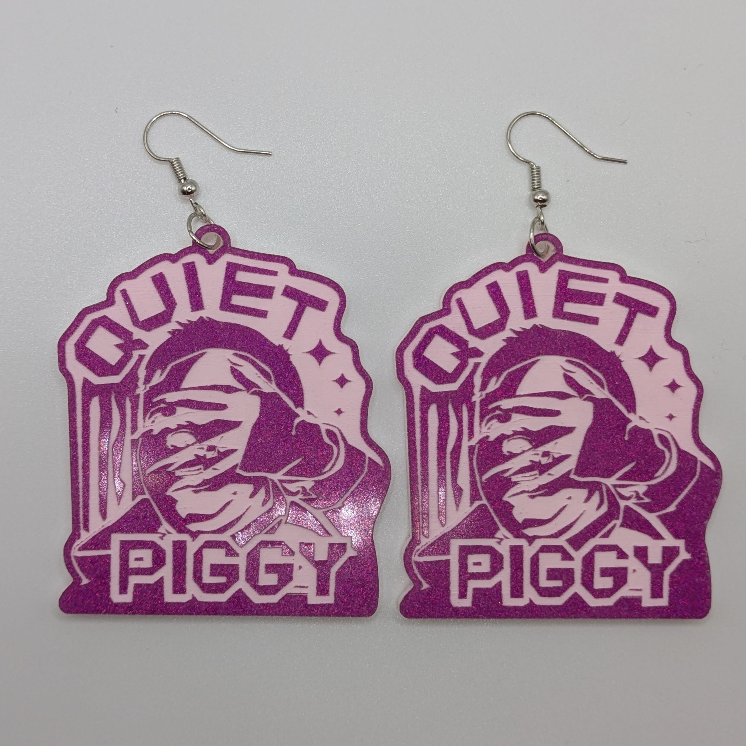 Big Purple Studio's Quiet Piggy Earrings and Pins - Smitten Kitten Variant
