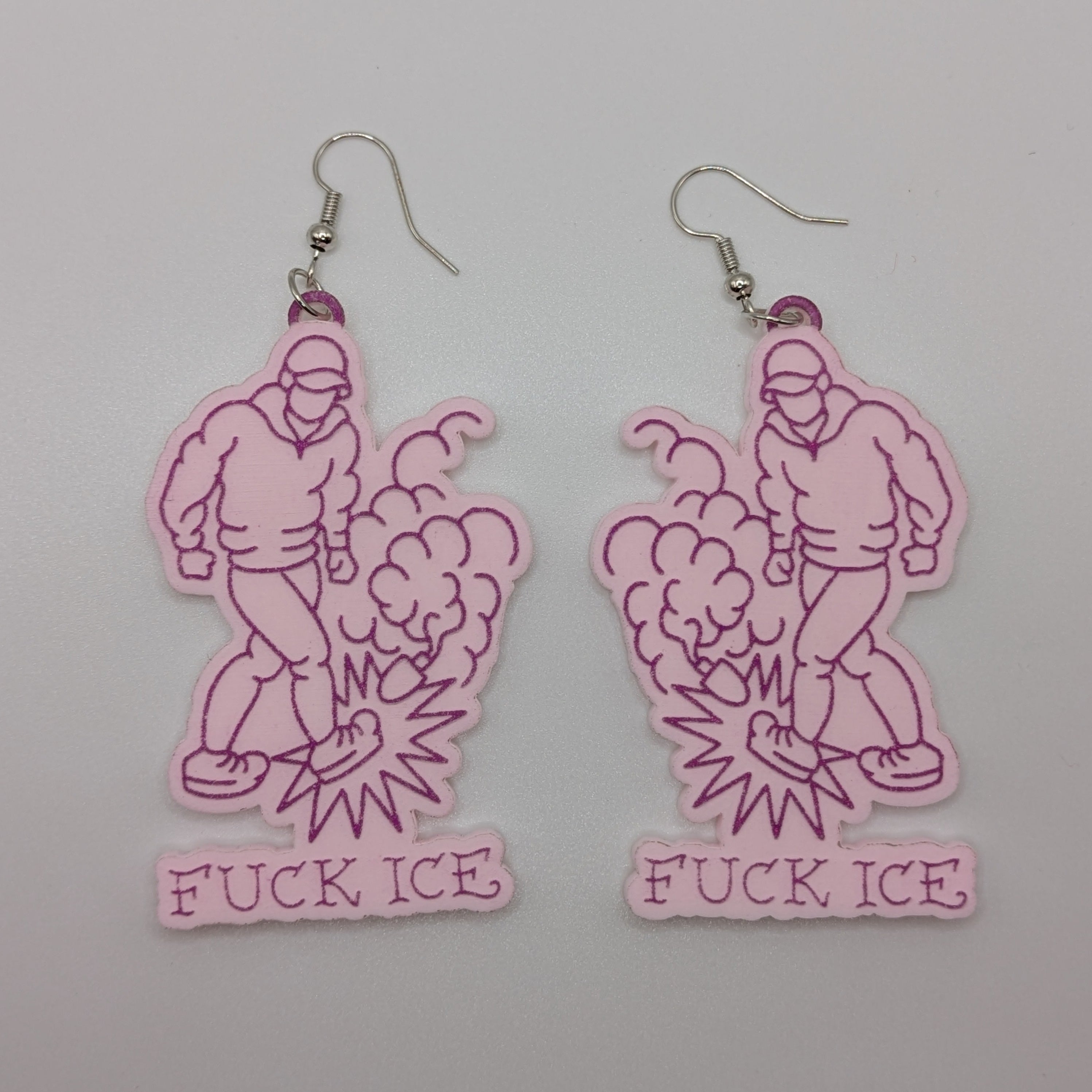 Andrea Bartsch's Fuck ICE Earrings and Pins  - Smitten Kitten Variant