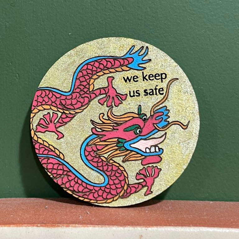Hand-Painted We Keep Us Safe Creative Resistance Dragon Pin