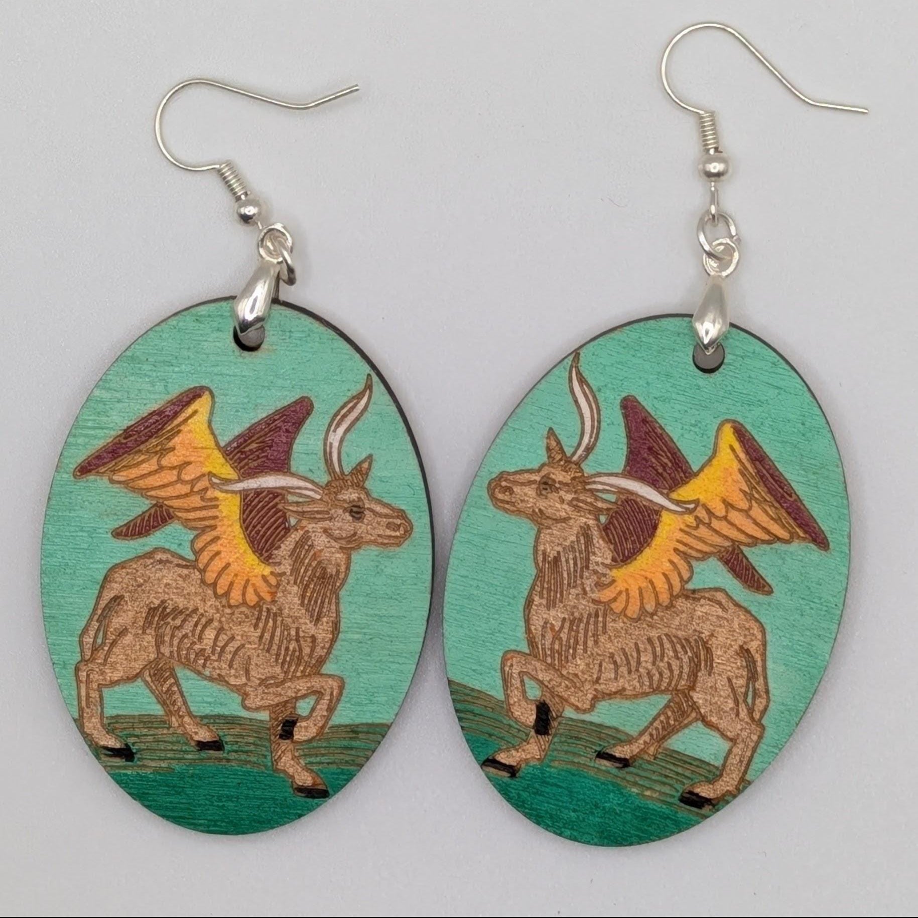 Hand-Painted Historical Pendant Earrings